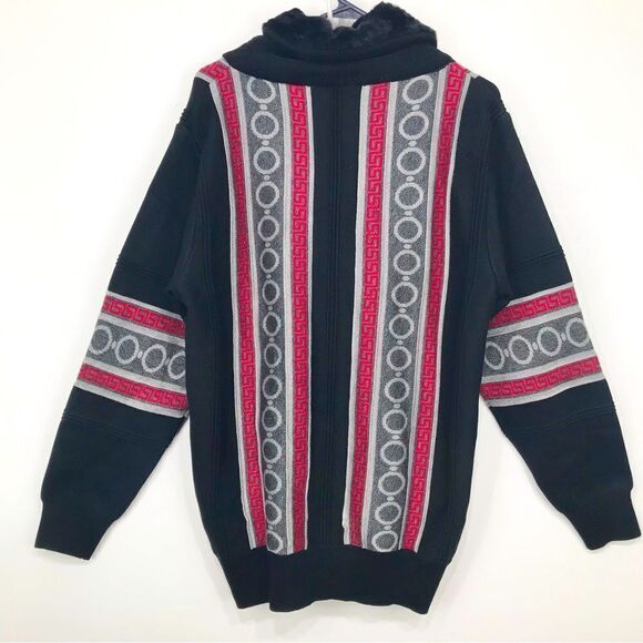 Silversilk Italian Connection Black Geometric Buckle Fur Knit Pullover  NEW - Picture 10 of 16